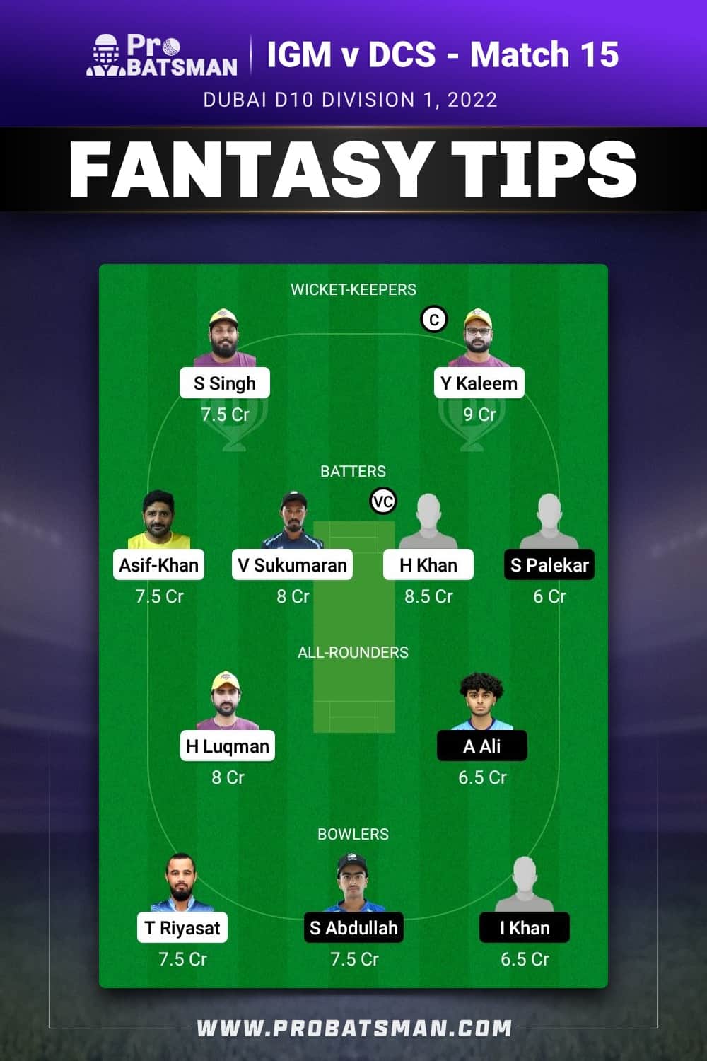 IGM vs DCS Dream11 Prediction - Fantasy Team 2