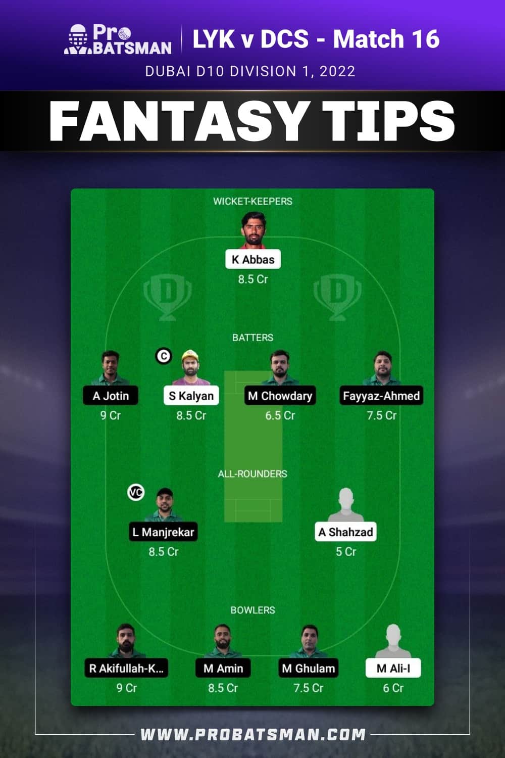 ACE vs PAG Dream11 Prediction - Fantasy Team 1