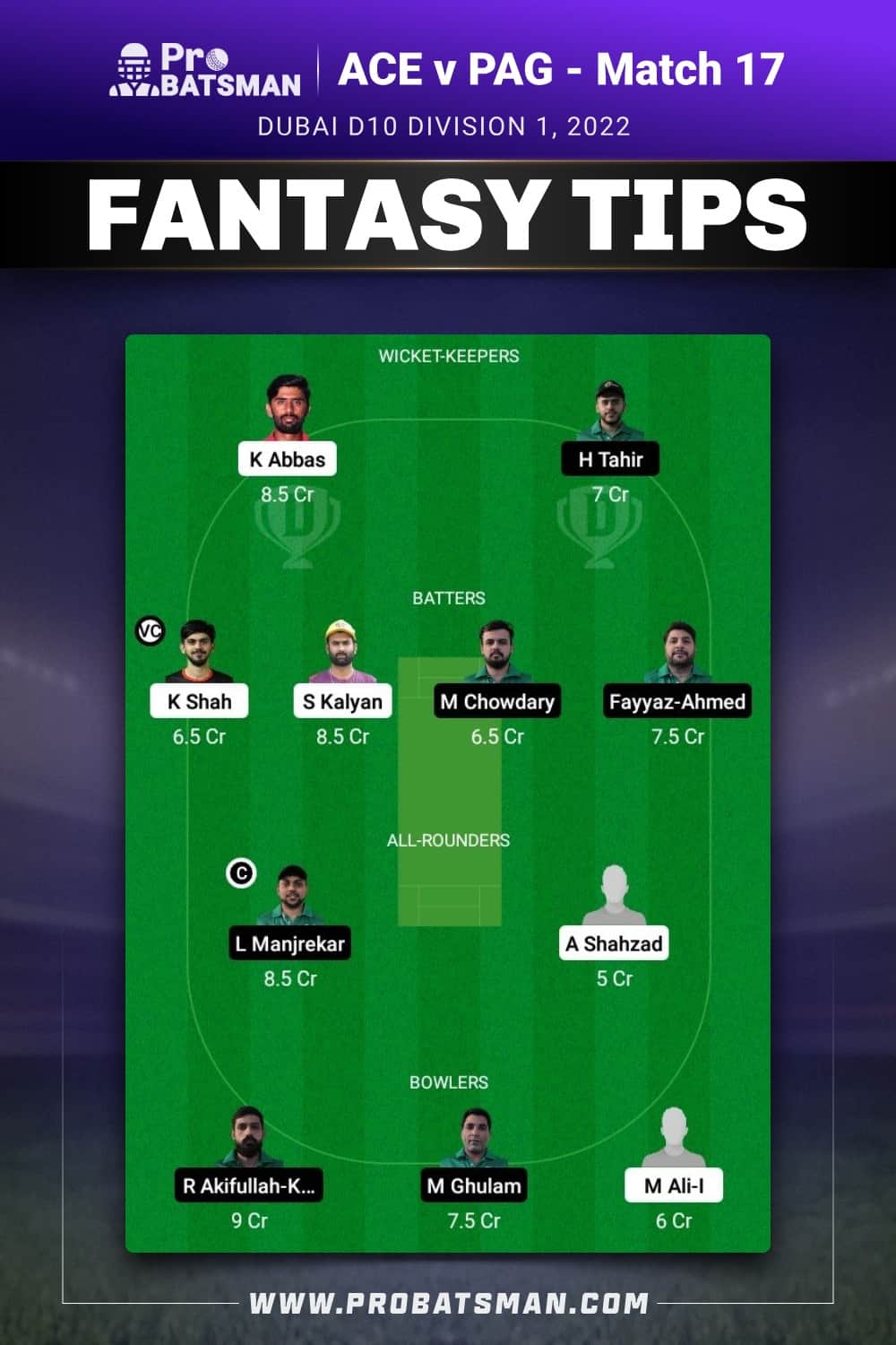 ACE vs PAG Dream11 Prediction - Fantasy Team 2