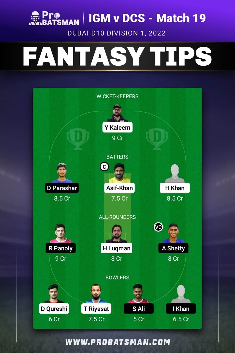 IGM vs DCS Dream11 Prediction - Fantasy Team 2