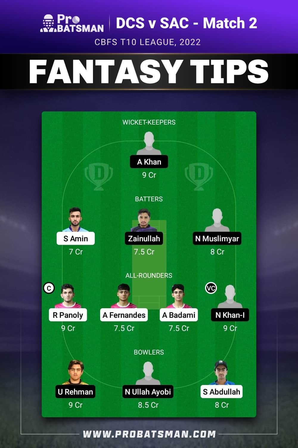 DCS vs SAC Dream11 Prediction - Fantasy Team 2