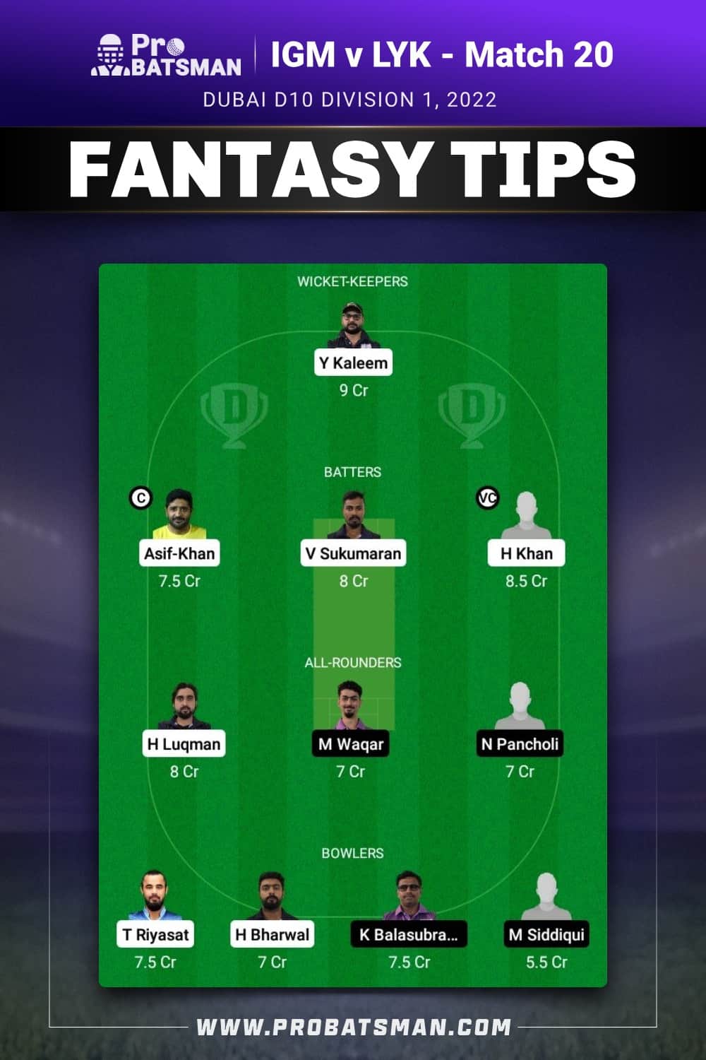 IGM vs LYK Dream11 Prediction - Fantasy Team 1 IGM vs LYK Dream11 Prediction - Fantasy Team 1