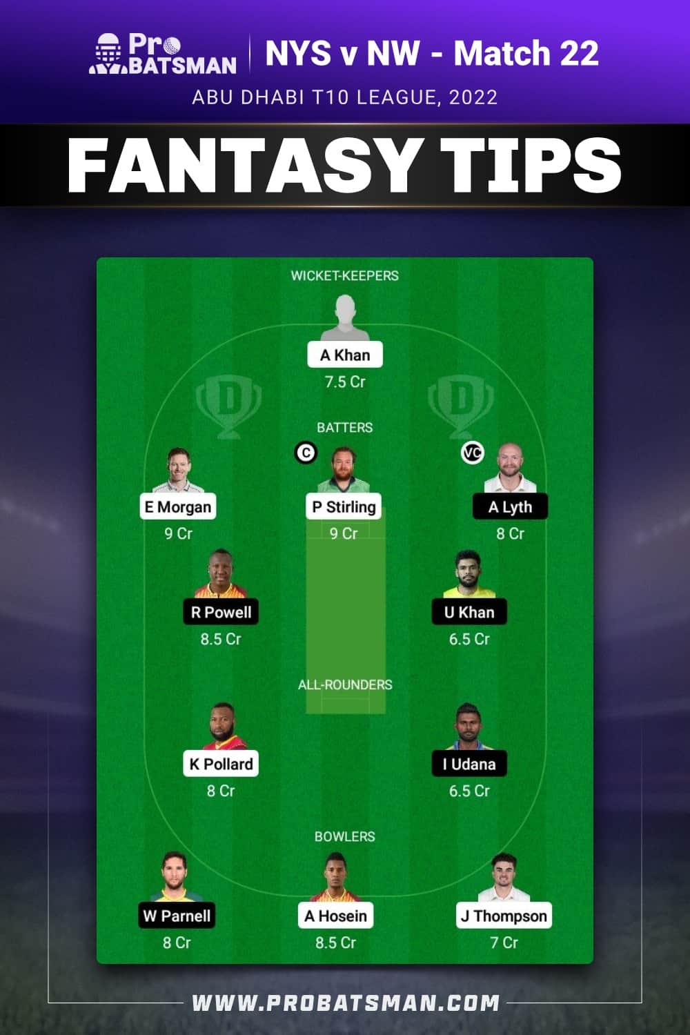 NYS vs NW Dream11 Prediction - Fantasy Team 2