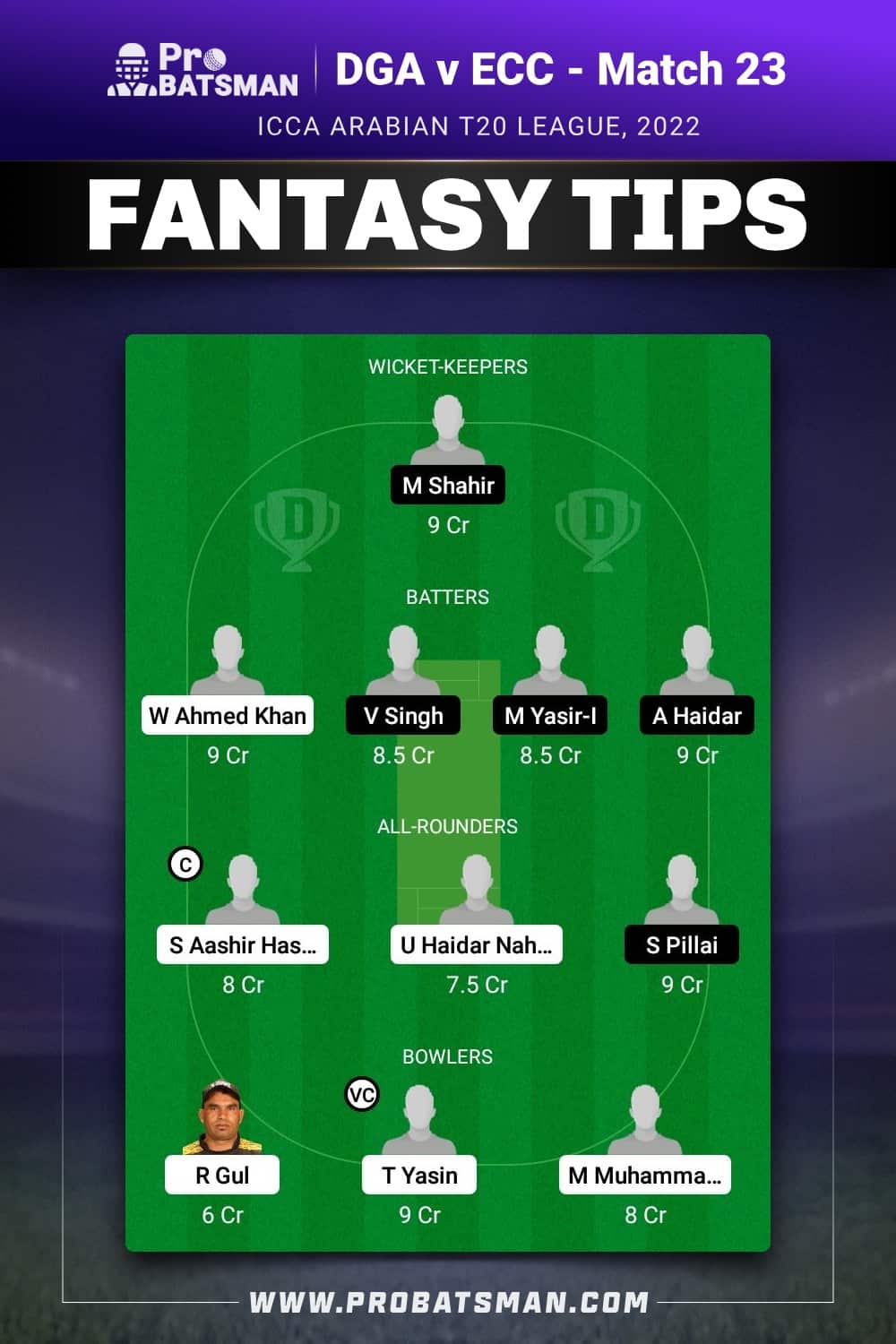 DGA vs ECC Dream11 Prediction - Fantasy Team 2