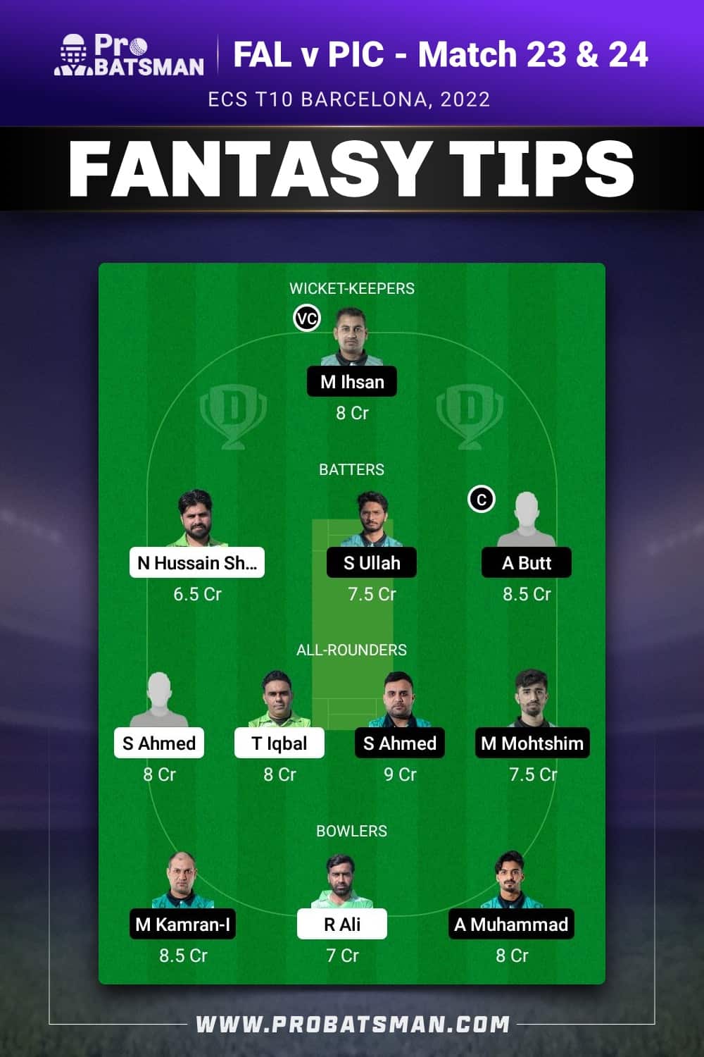 FAL vs PIC Dream11 Prediction - Fantasy Team 2