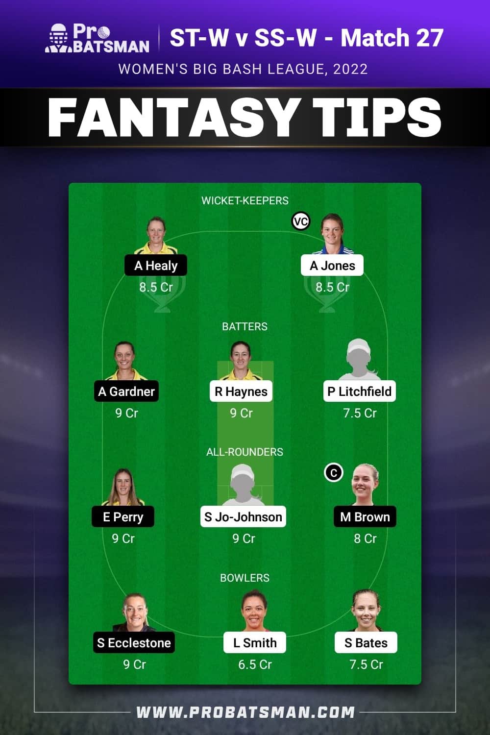 ST-W vs SS-W Dream11 Prediction - Fantasy Team 2