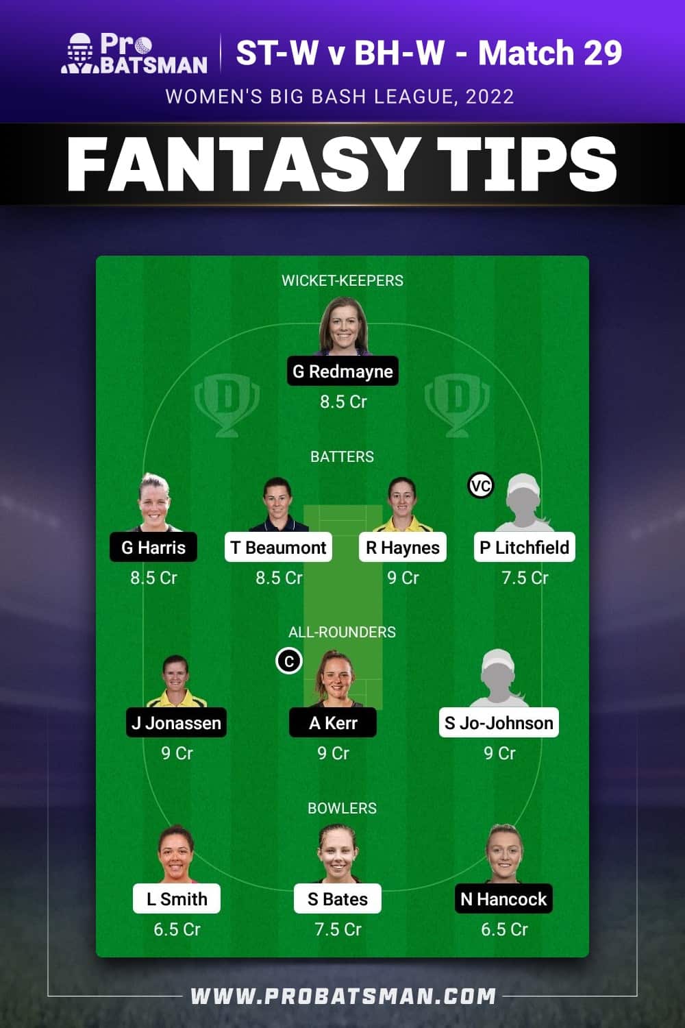 WBBL 2023, BH-W vs SS-W: Match Prediction, Dream11 Team, Fantasy Tips &  Pitch Report, Women's Big Bash League