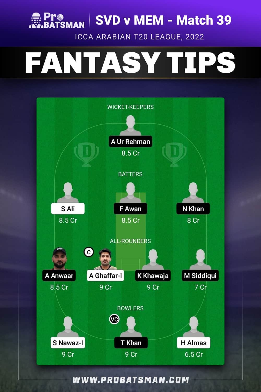 SVD vs MEM Dream11 Prediction - Fantasy Team 2