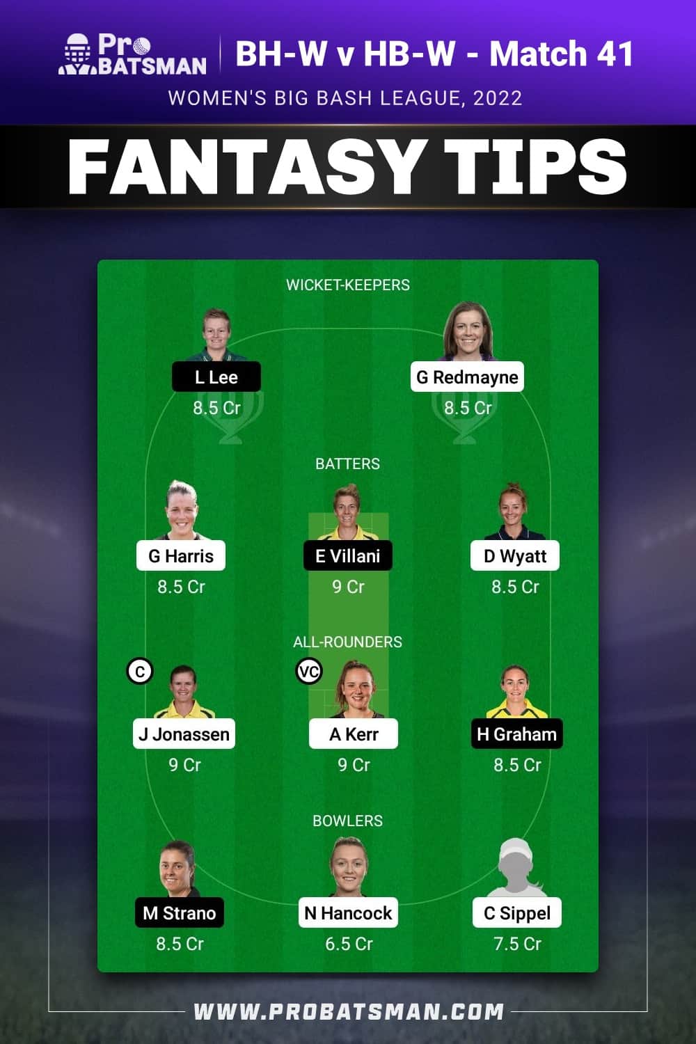 BH-W vs HB-W Dream11 Prediction - Fantasy Team 2