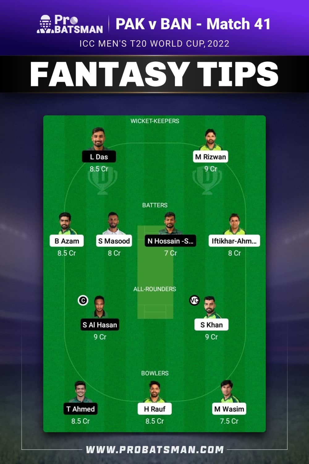 PAK vs BAN Dream11 Prediction - Fantasy Team 2