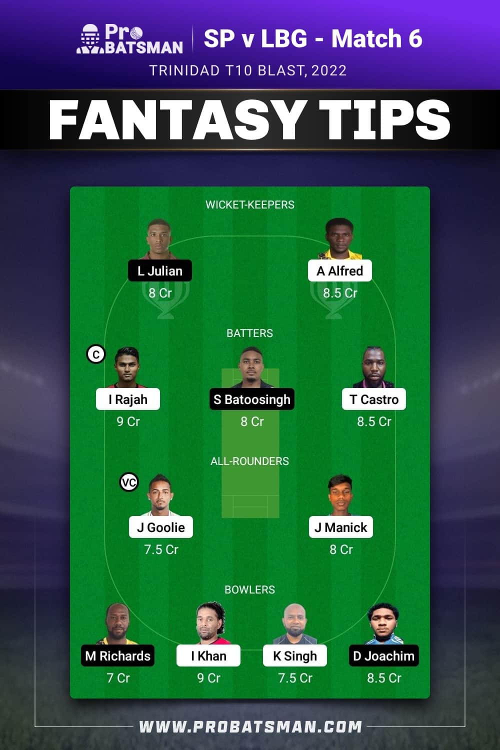 SP vs LBG Dream11 Prediction - Fantasy Team 2