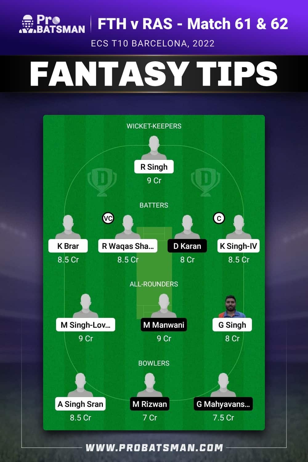 FTH vs RAS Dream11 Prediction - Fantasy Team 2