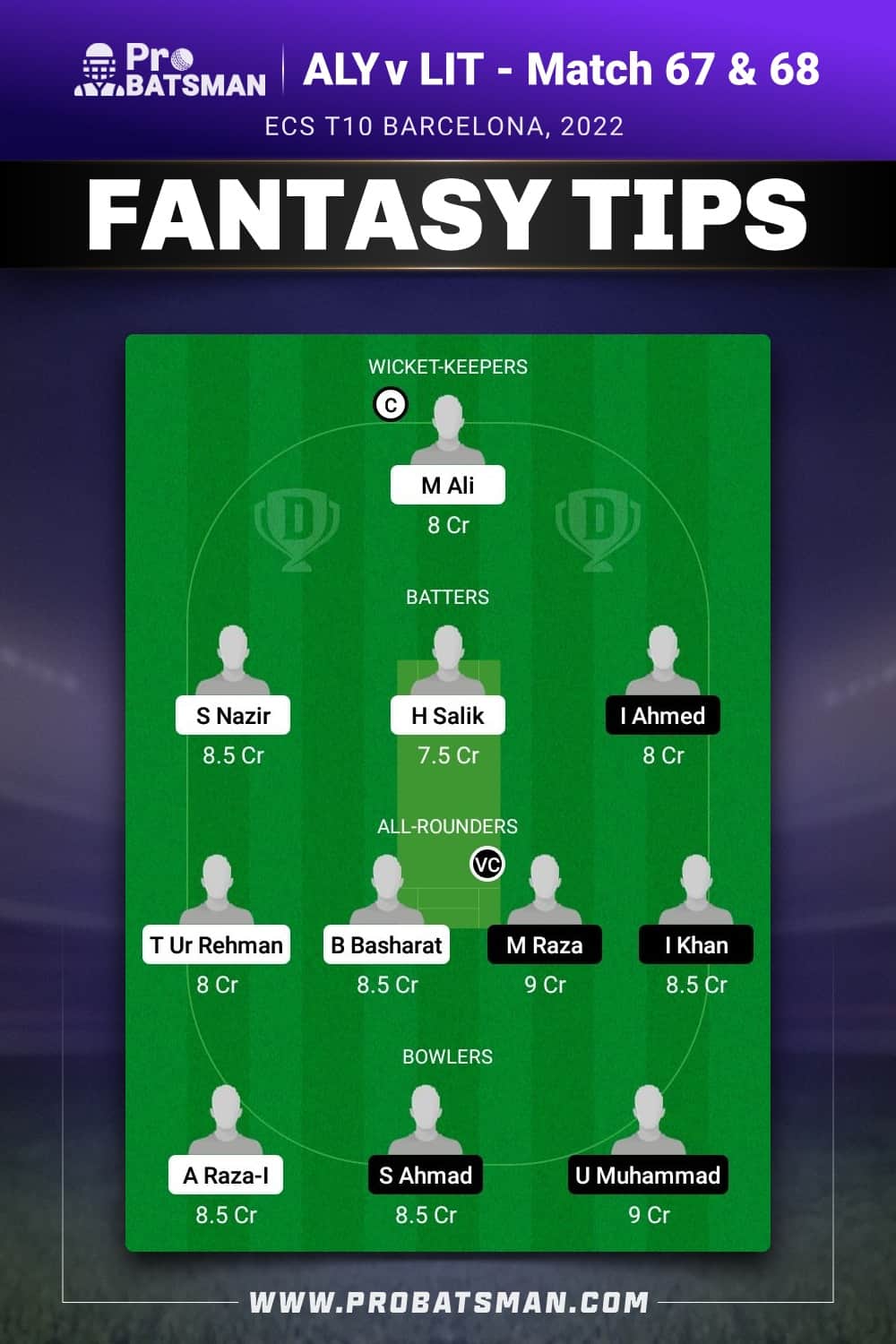 ALY vs LIT Dream11 Prediction - Fantasy Team 2