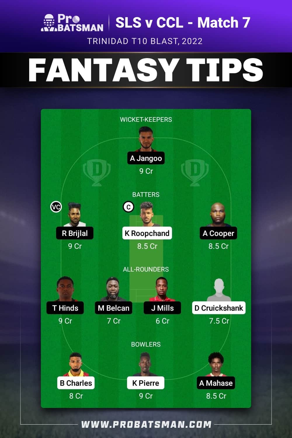 SLS vs CCL Dream11 Prediction - Fantasy Team 2