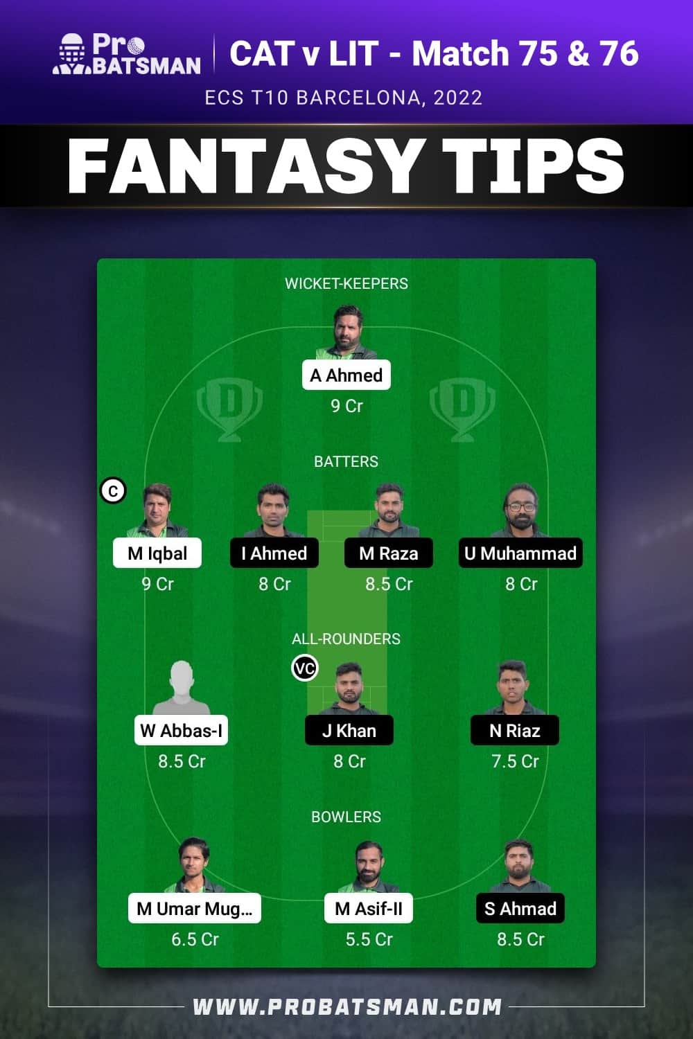 CAT vs LIT Dream11 Prediction - Fantasy Team 2