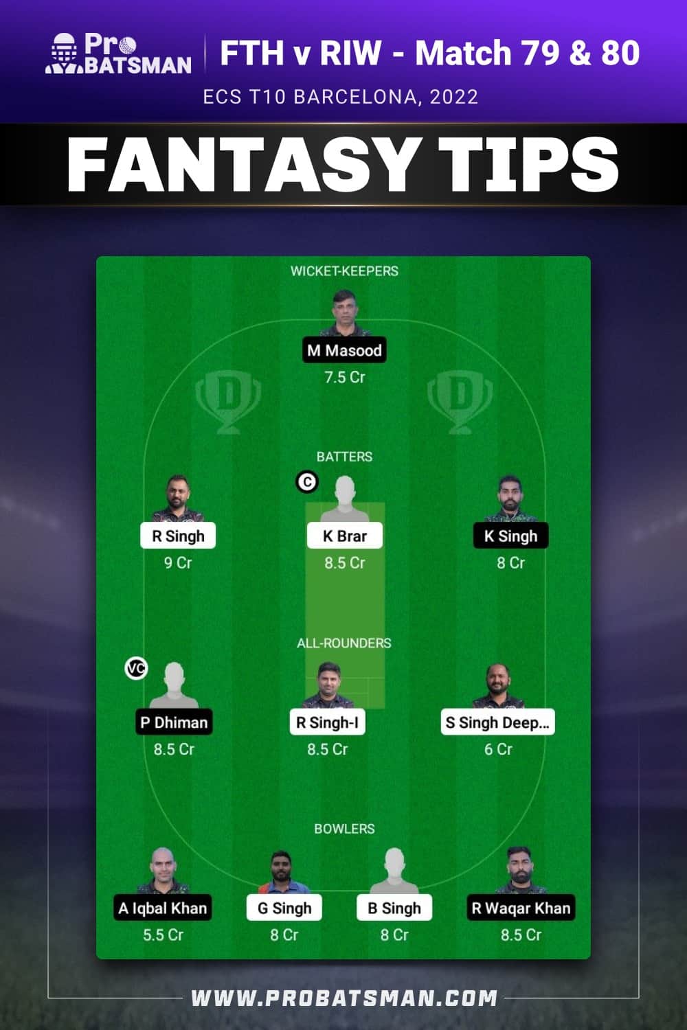 FTH vs RIW Dream11 Prediction - Fantasy Team 2