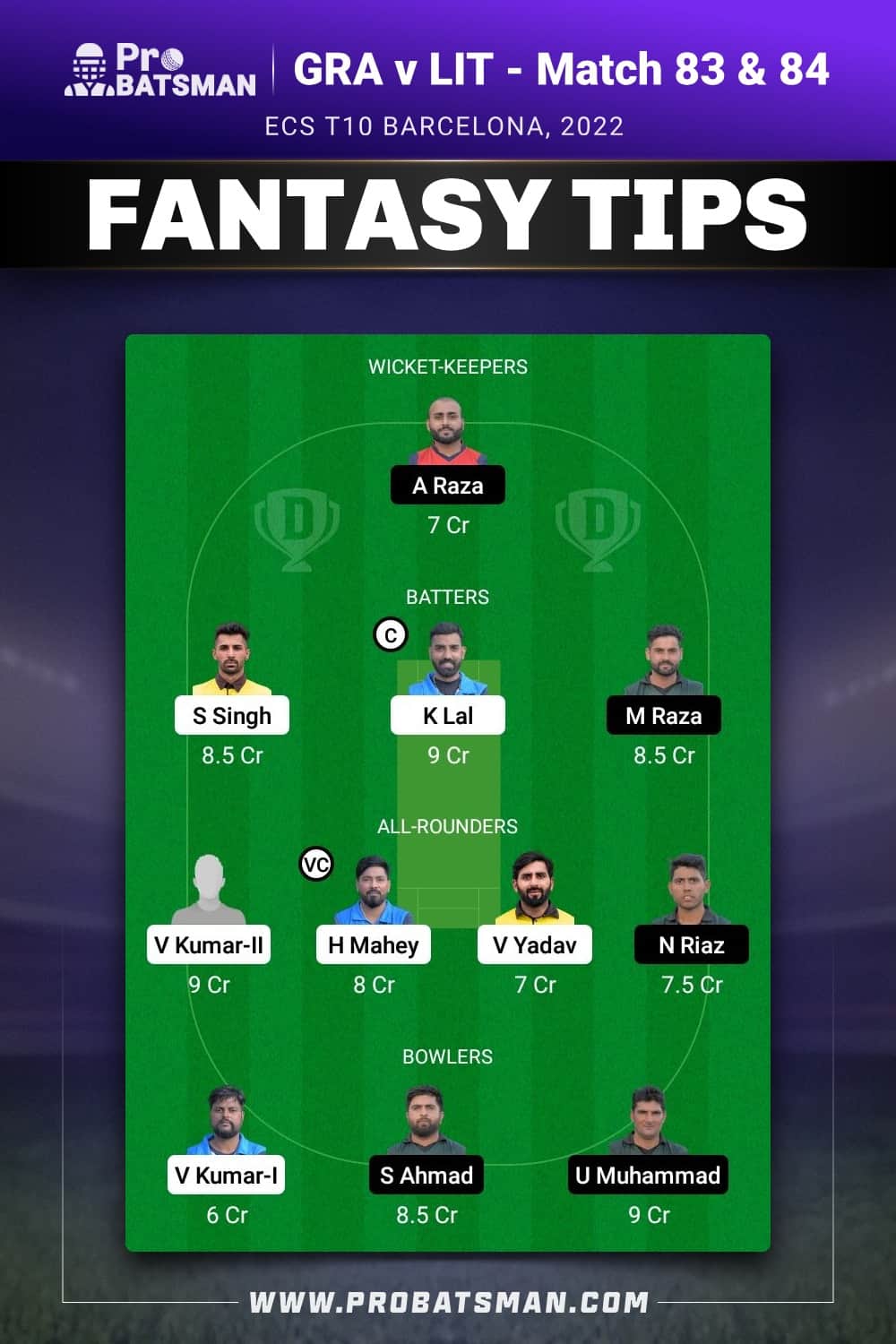 GRA vs LIT Dream11 Prediction - Fantasy Team 2