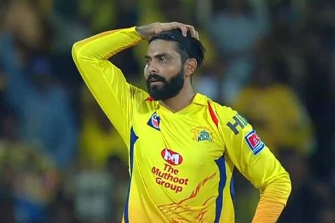 Ravindra Jadeja of CSK is disappointed during an IPL match