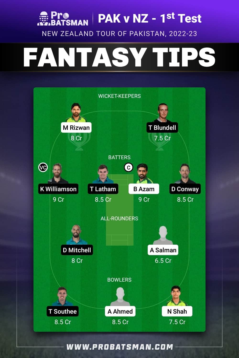 PAK vs NZ Dream11 Prediction - Fantasy Team 1