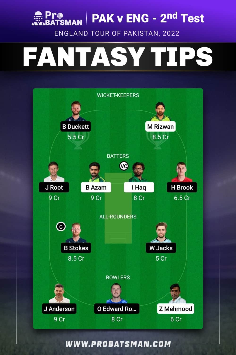 PAK vs ENG Dream11 Prediction - Fantasy Team 2