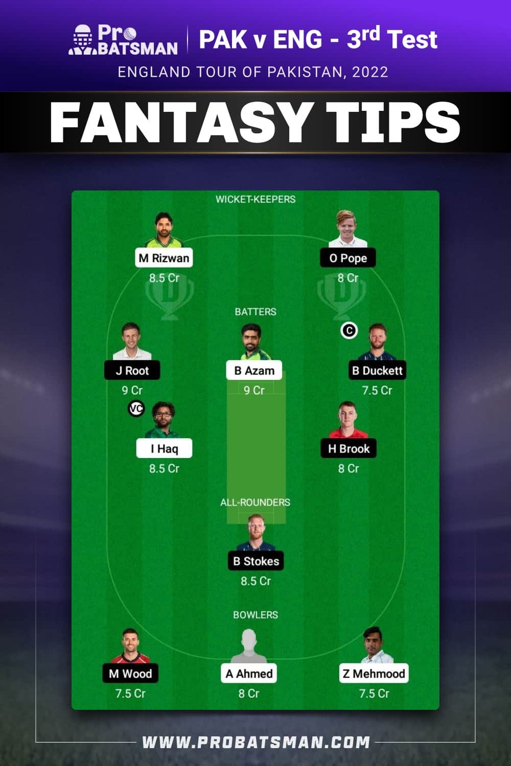 PAK vs ENG Dream11 Prediction - Fantasy Team 2