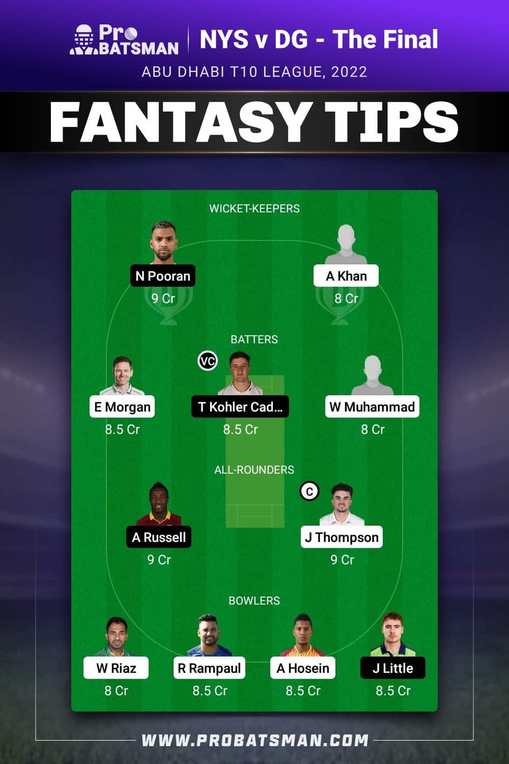 NYS vs DG Dream11 Prediction - Fantasy Team 2