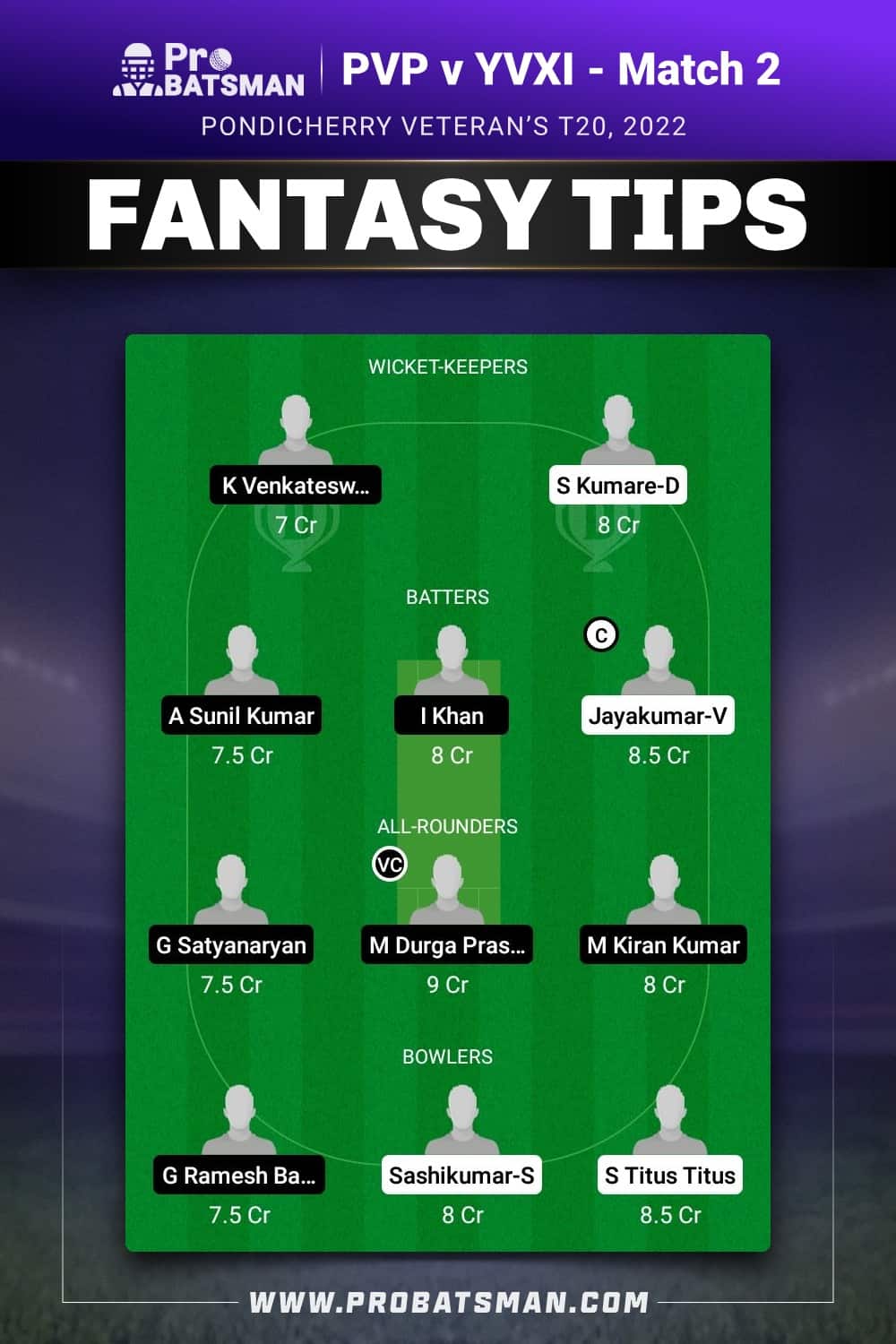 PVP vs YVXI Dream11 Prediction - Fantasy Team 2