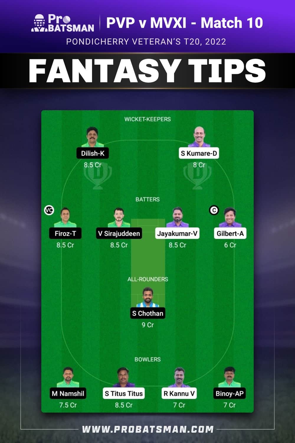 PVP vs MVXI Dream11 Prediction -  Fantasy Team 2