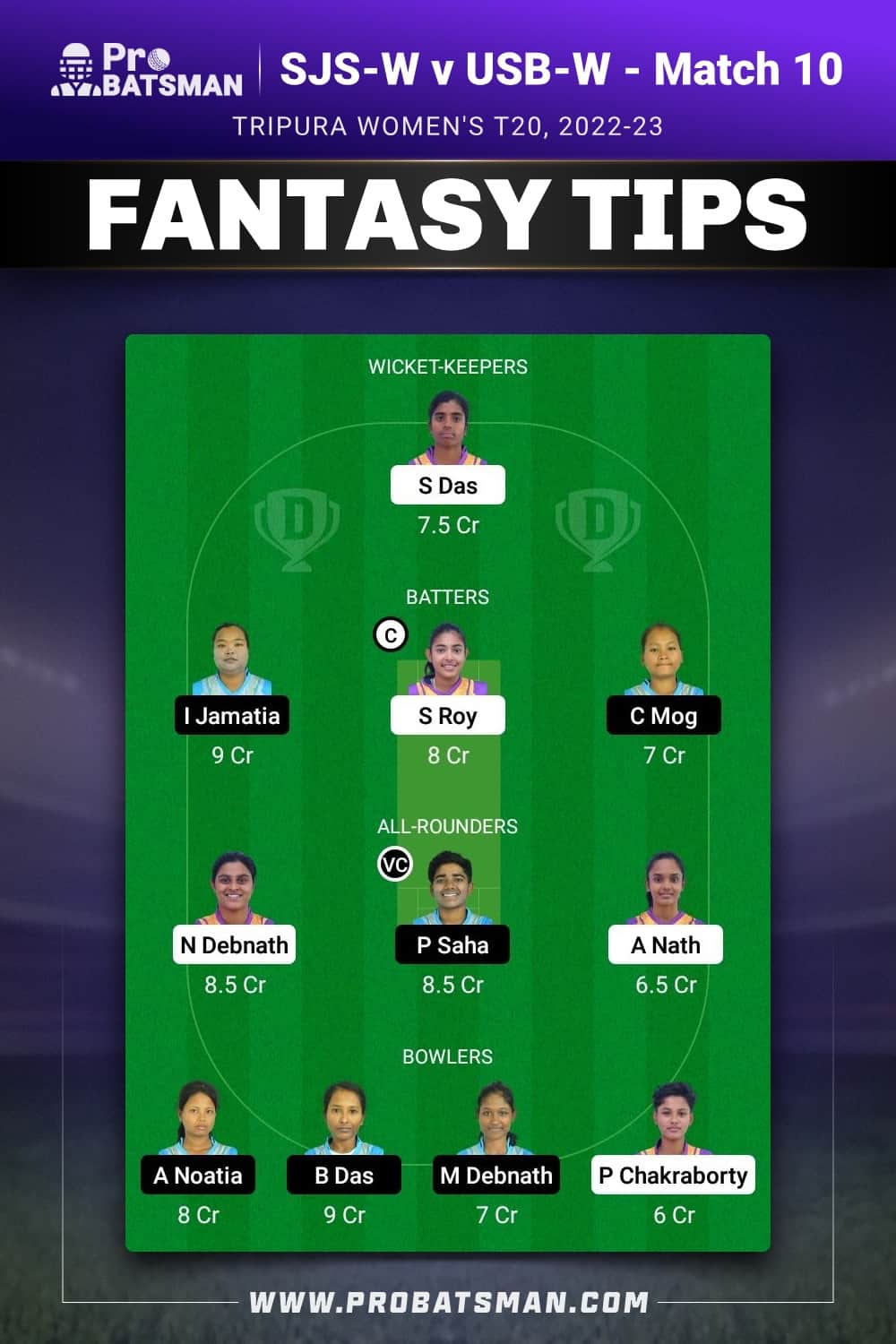 SJS-W vs USB-W Dream11 Prediction - Fantasy Team 2