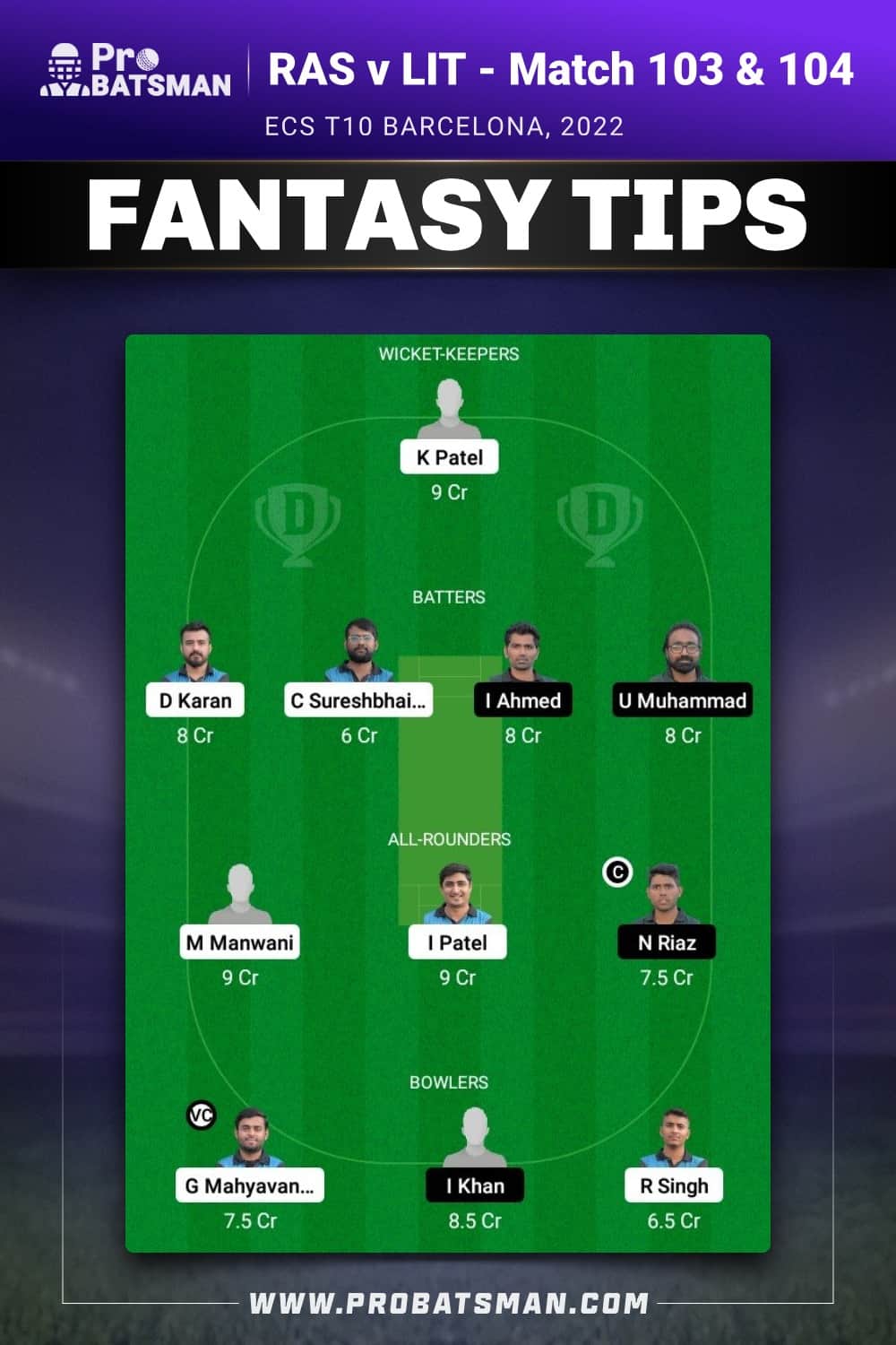 RAS vs LIT Dream11 Prediction - Fantasy Team 2