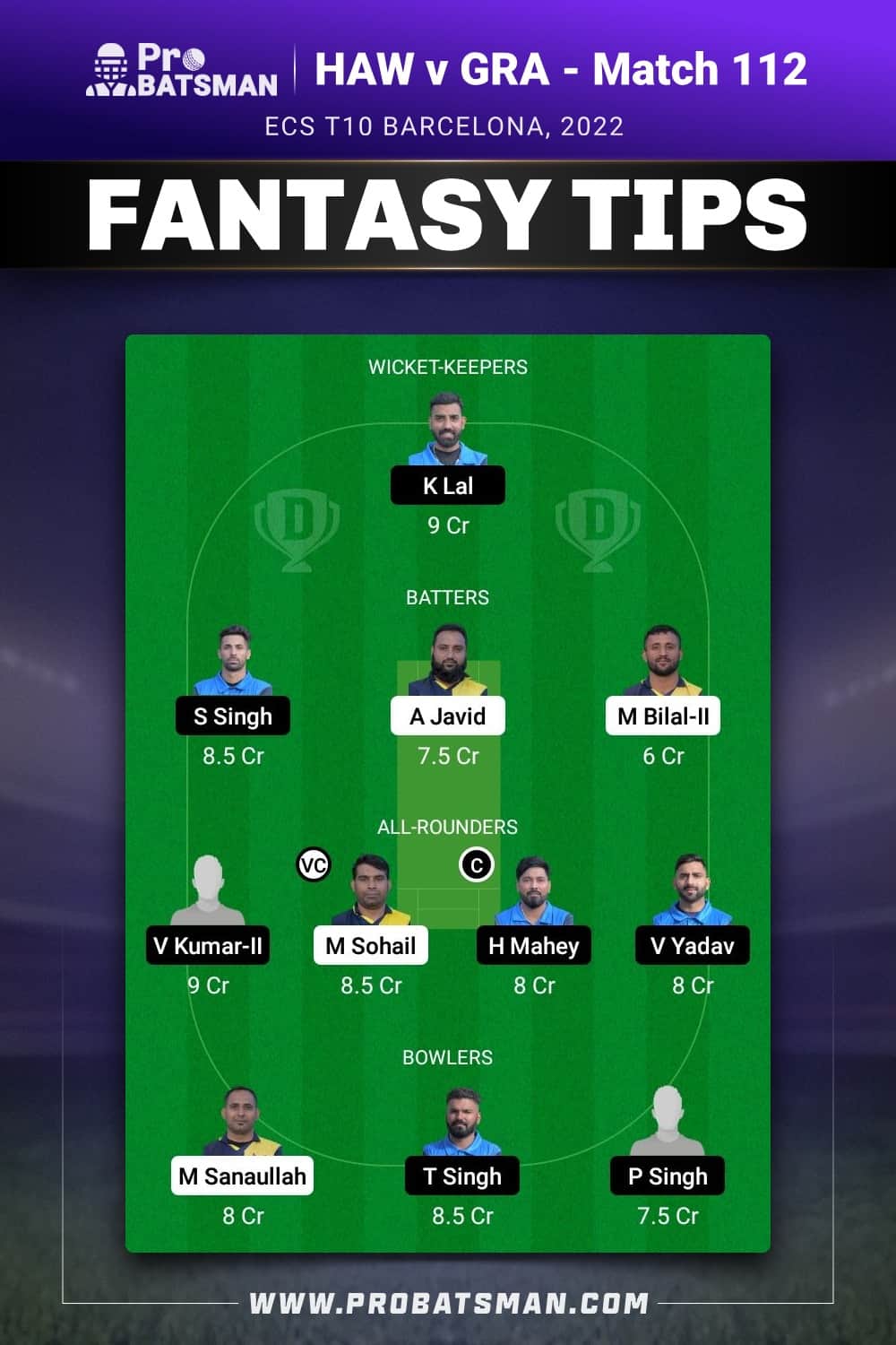 HAW vs GRA Dream11 Prediction - Fantasy Team 2