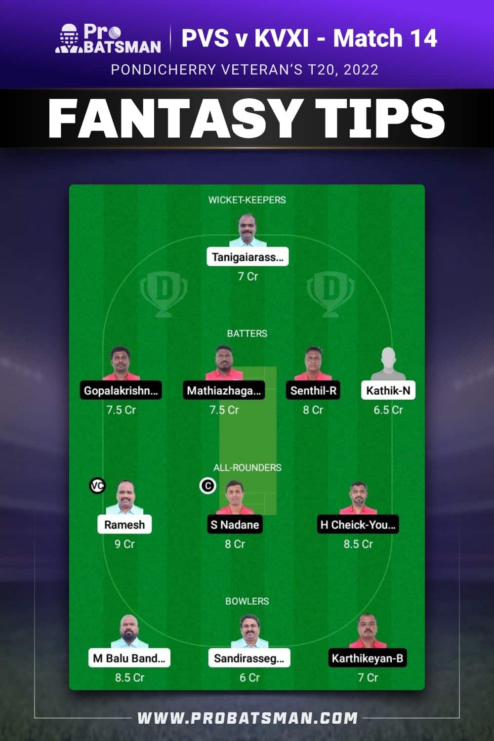 PVS vs KVXI Dream11 Prediction - Fantasy Team 1