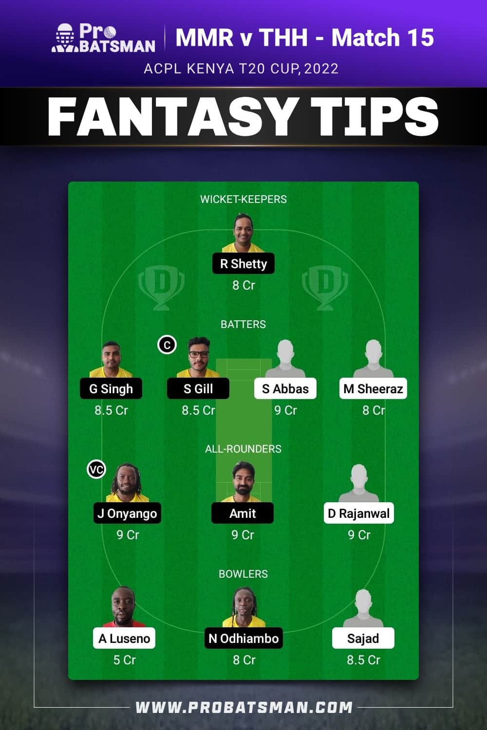 MMR vs THH Dream11 Prediction - Fantasy Team 1 MMR vs THH Dream11 Prediction - Fantasy Team 1