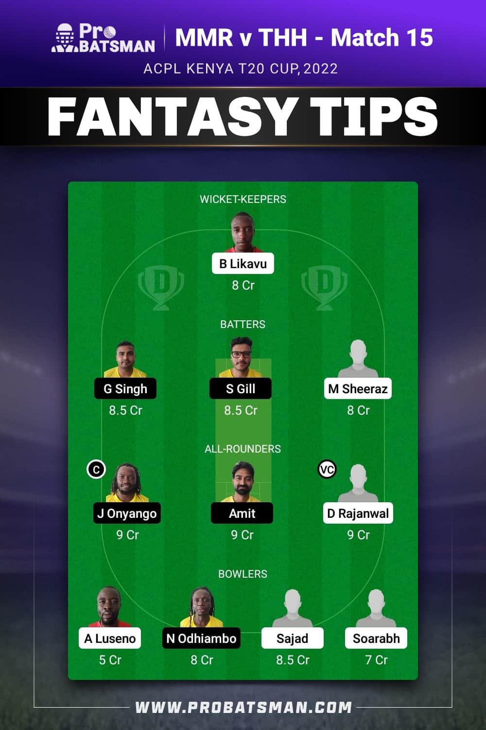 MMR vs THH Dream11 Prediction - Fantasy Team 2 MMR vs THH Dream11 Prediction - Fantasy Team 2