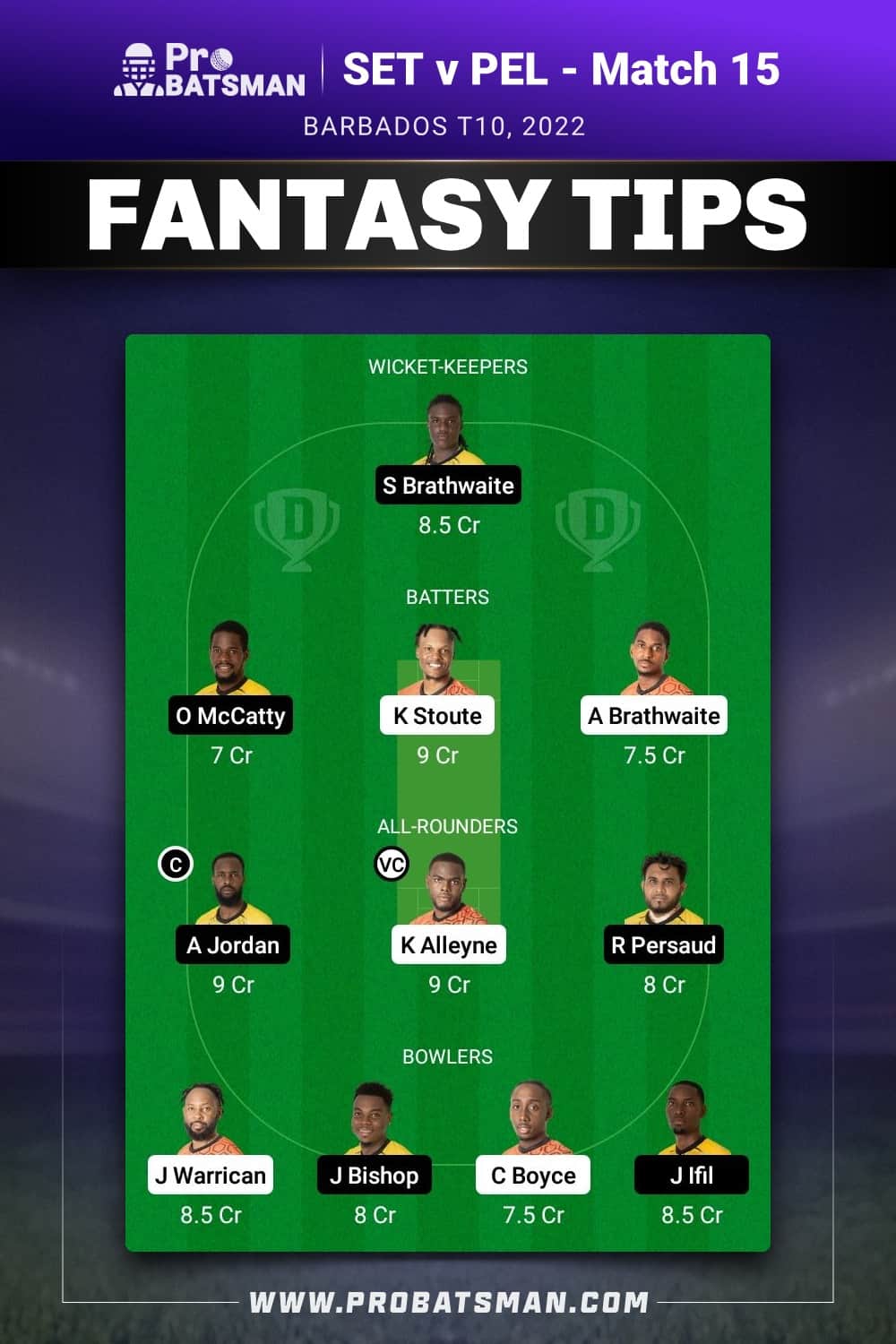 SET vs PEL Dream11 Prediction - Fantasy Team 2 SET vs PEL Dream11 Prediction - Fantasy Team 2
