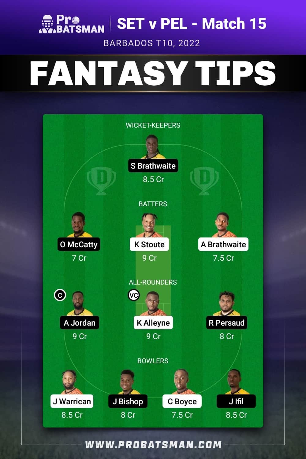 SET vs PEL Dream11 Prediction - Fantasy Team 2