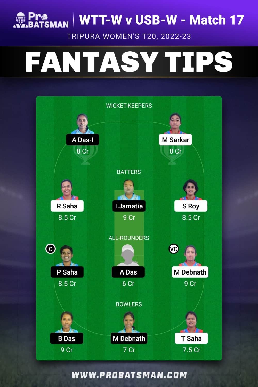 WTT-W vs USB-W Dream11 Prediction - Fantasy Team 2