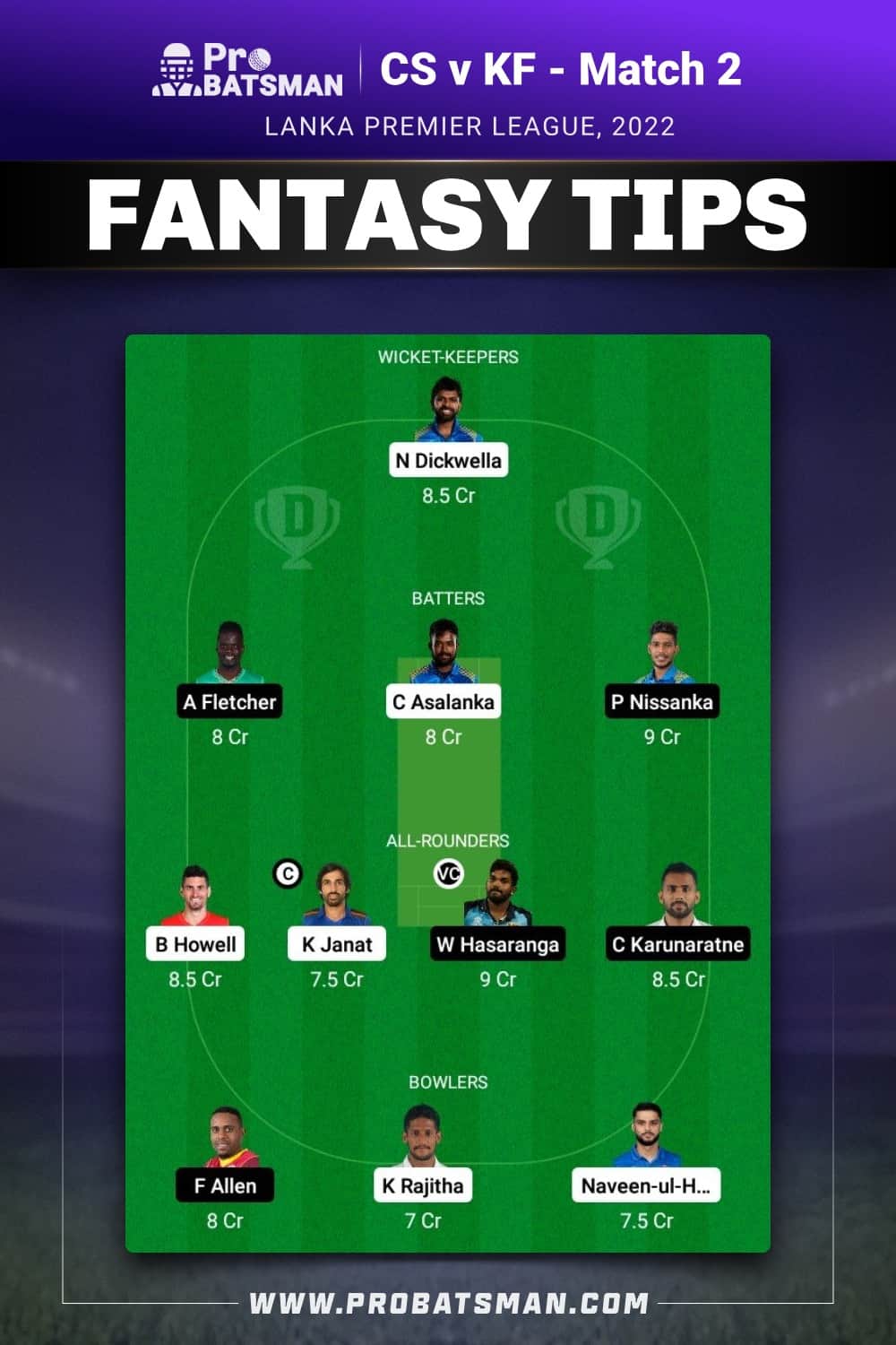 CS vs KF Dream11 Prediction - Fantasy Team 2