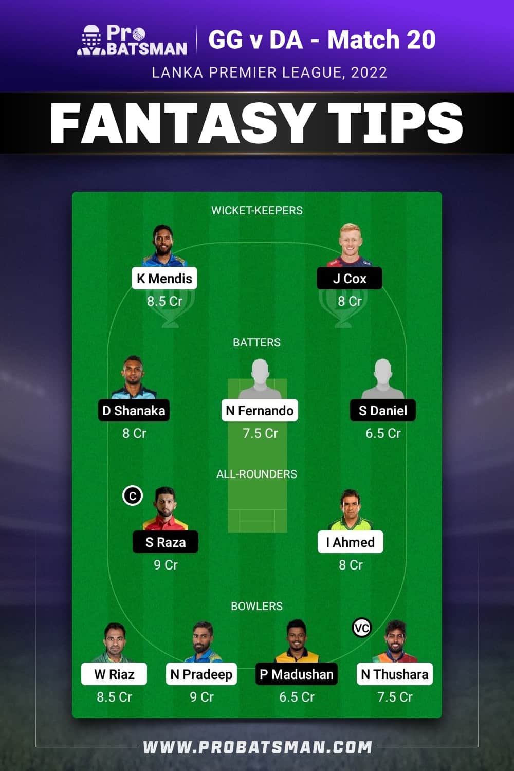 GG vs DA Dream11 Prediction - Fantasy Team 2