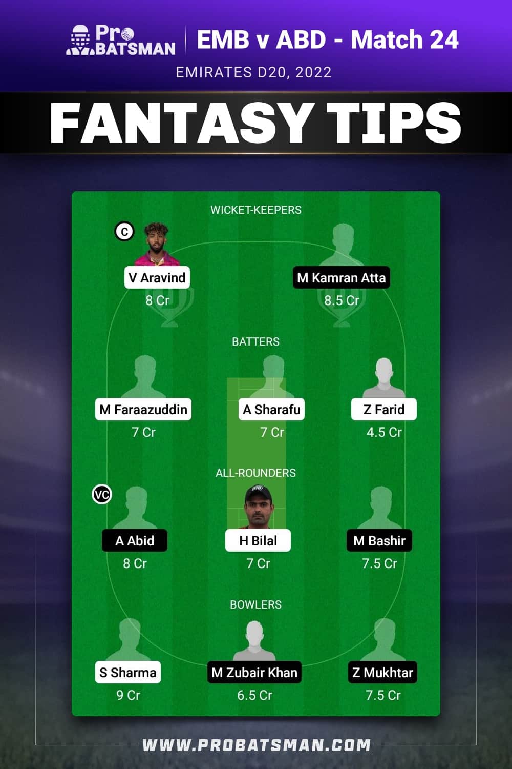EMB vs ABD Dream11 Prediction - Fantasy Team 2 EMB vs ABD Dream11 Prediction - Fantasy Team 2