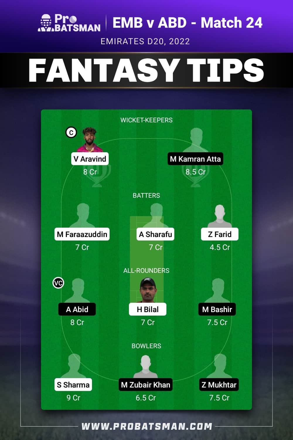 EMB vs ABD Dream11 Prediction - Fantasy Team 2