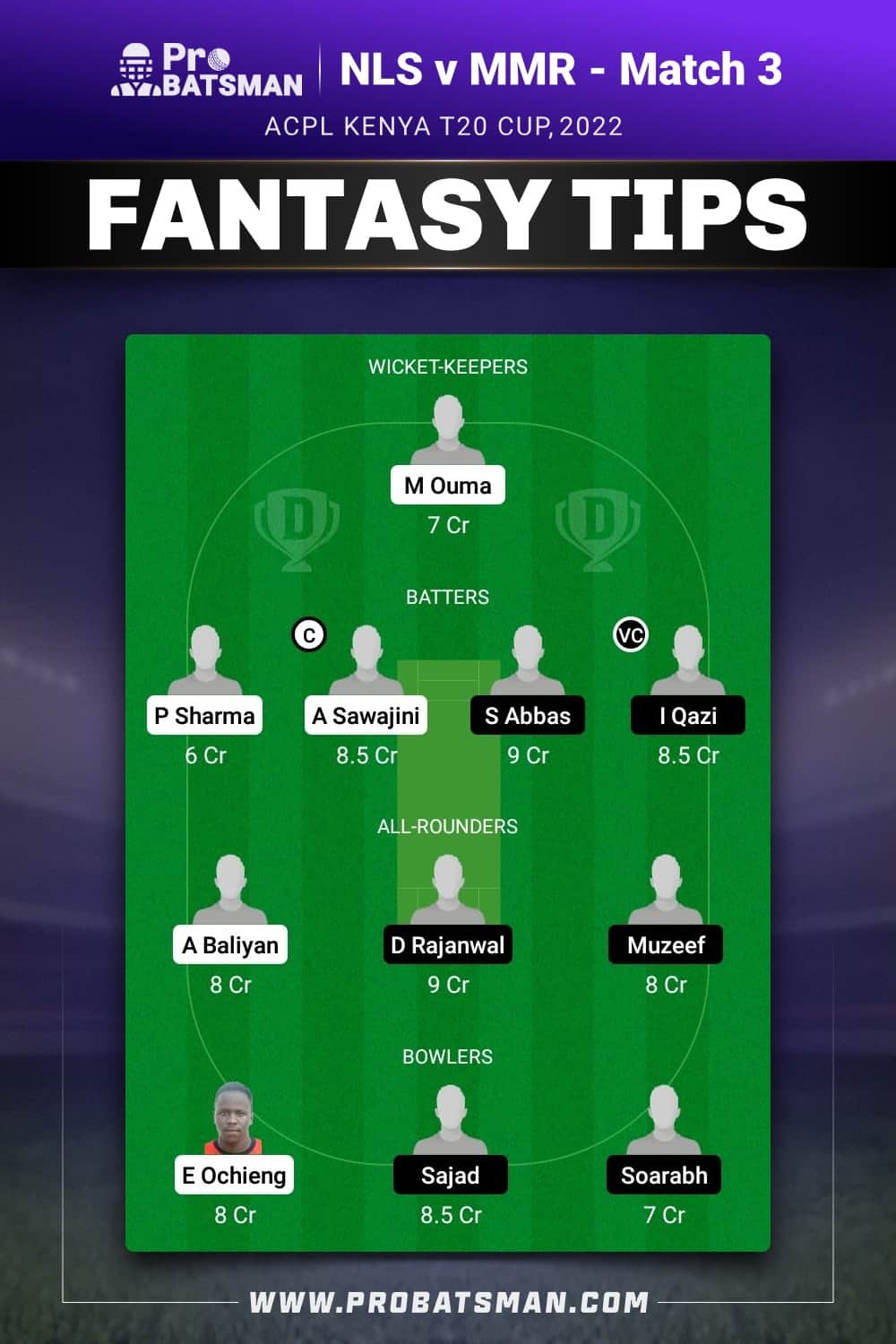NLS vs MMR Dream11 Prediction - Fantasy Team 1 NLS vs MMR Dream11 Prediction - Fantasy Team 1