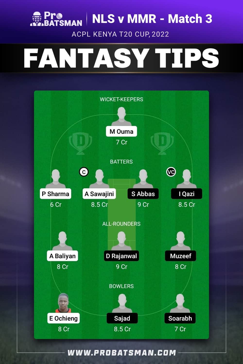 NLS vs MMR Dream11 Prediction - Fantasy Team 1