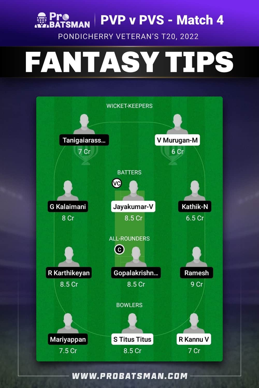 PVP vs PVS Dream11 Prediction - Fantasy Team 2