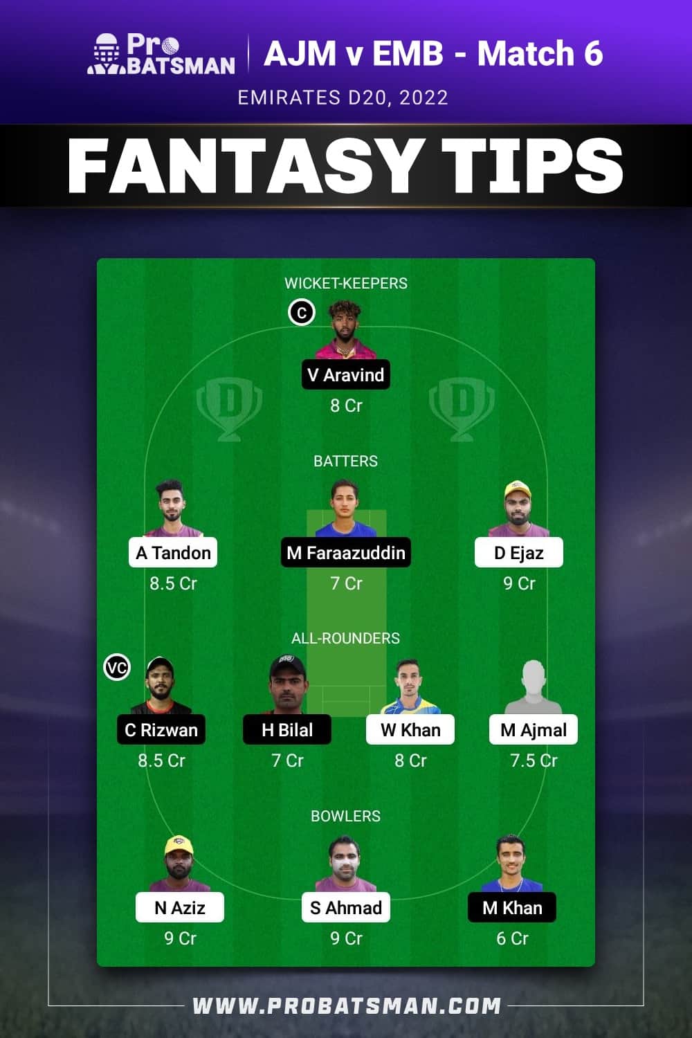 AJM vs EMB Dream11 Prediction - Fantasy Team 2