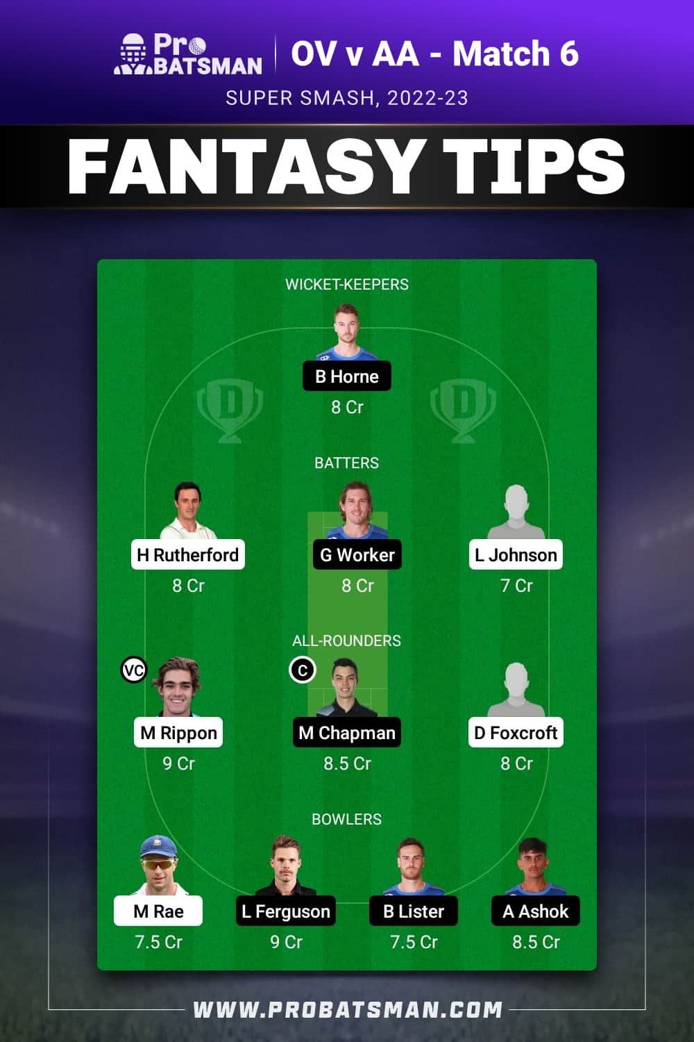 OV vs AA Dream11 Prediction - Fantasy Team 2