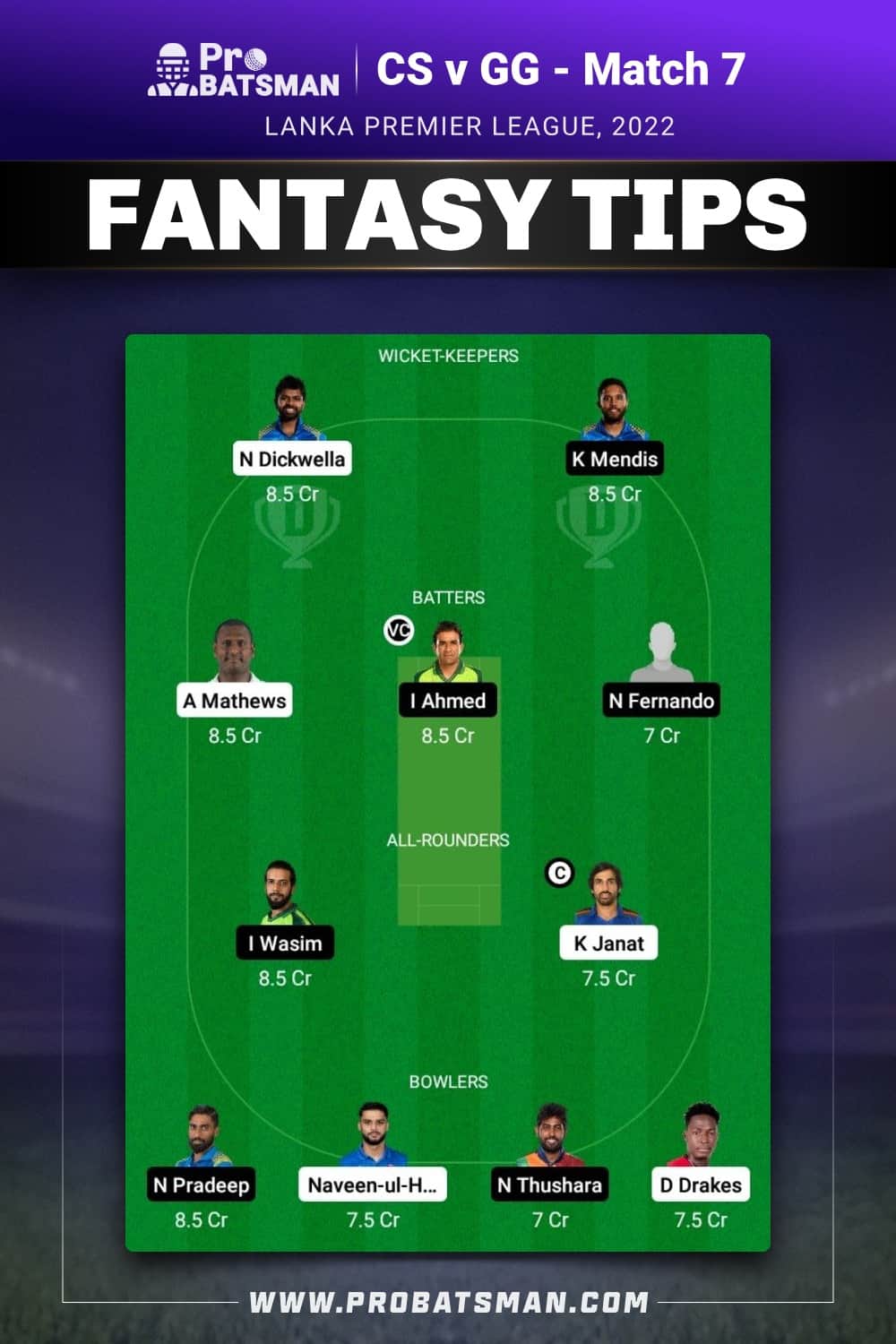 CS vs GG Dream11 Prediction - Fantasy Team 2