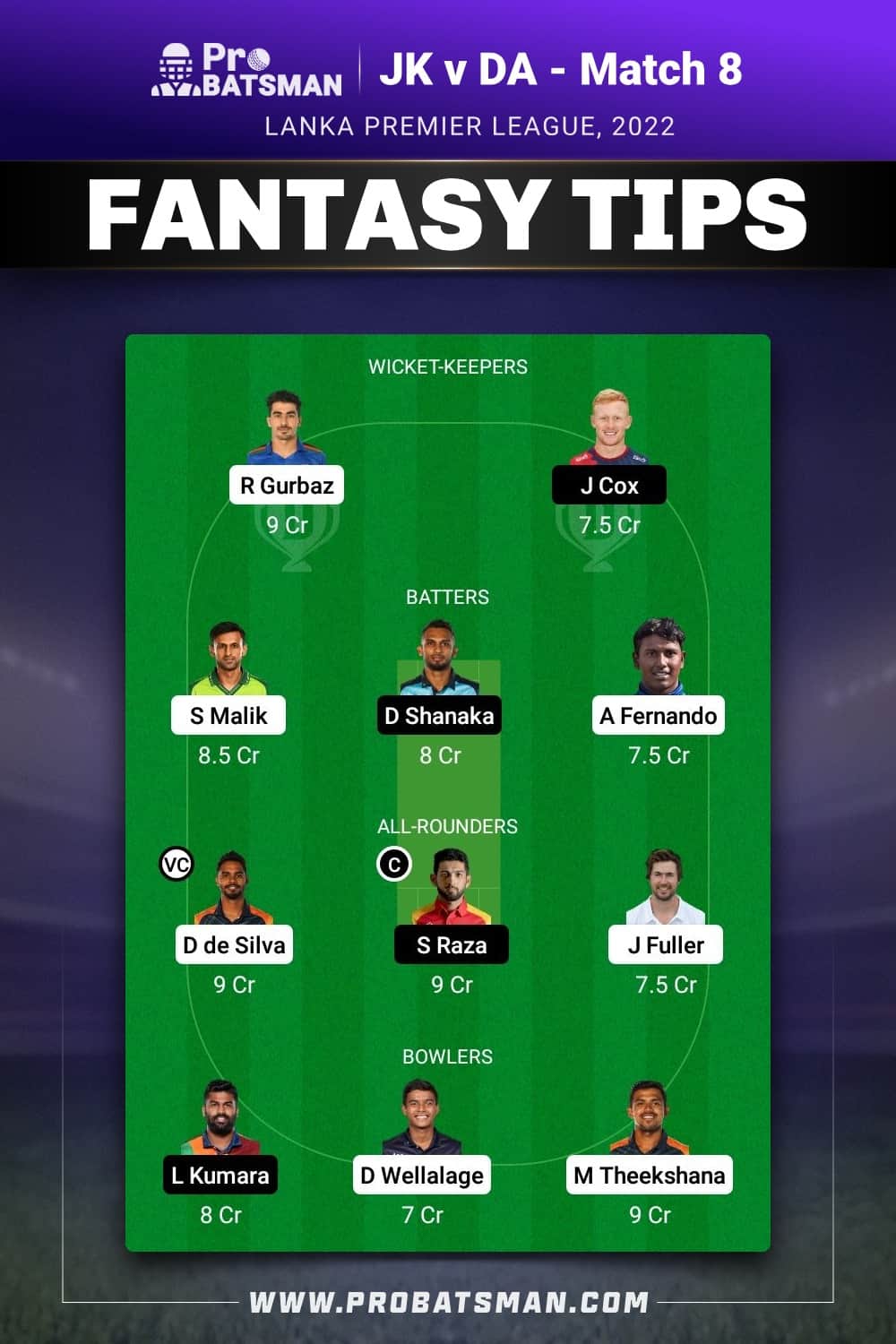 JK vs DA Dream11 Prediction - Fantasy Team 2