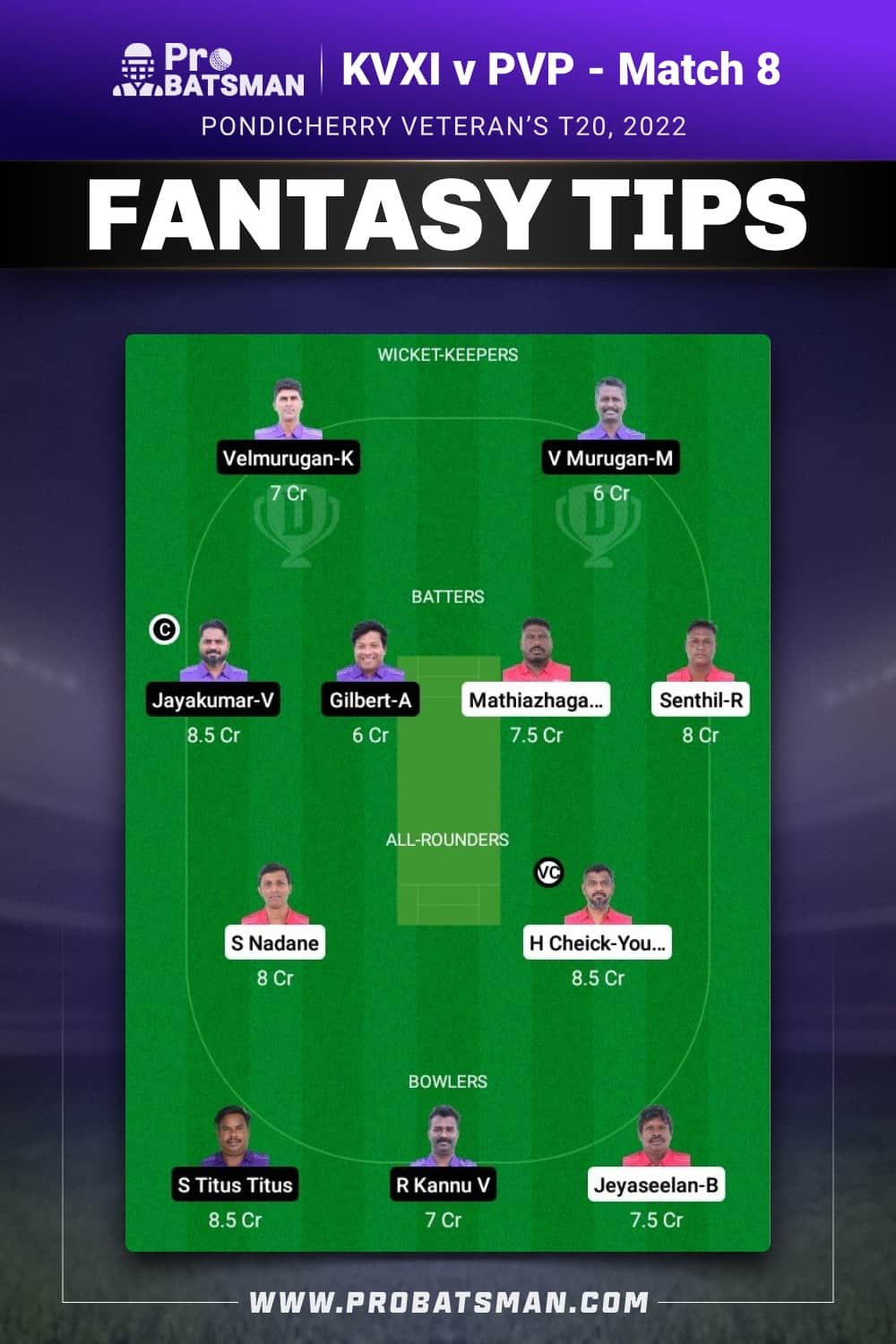 KVXI vs PVP Dream11 Prediction - Fantasy Team 2