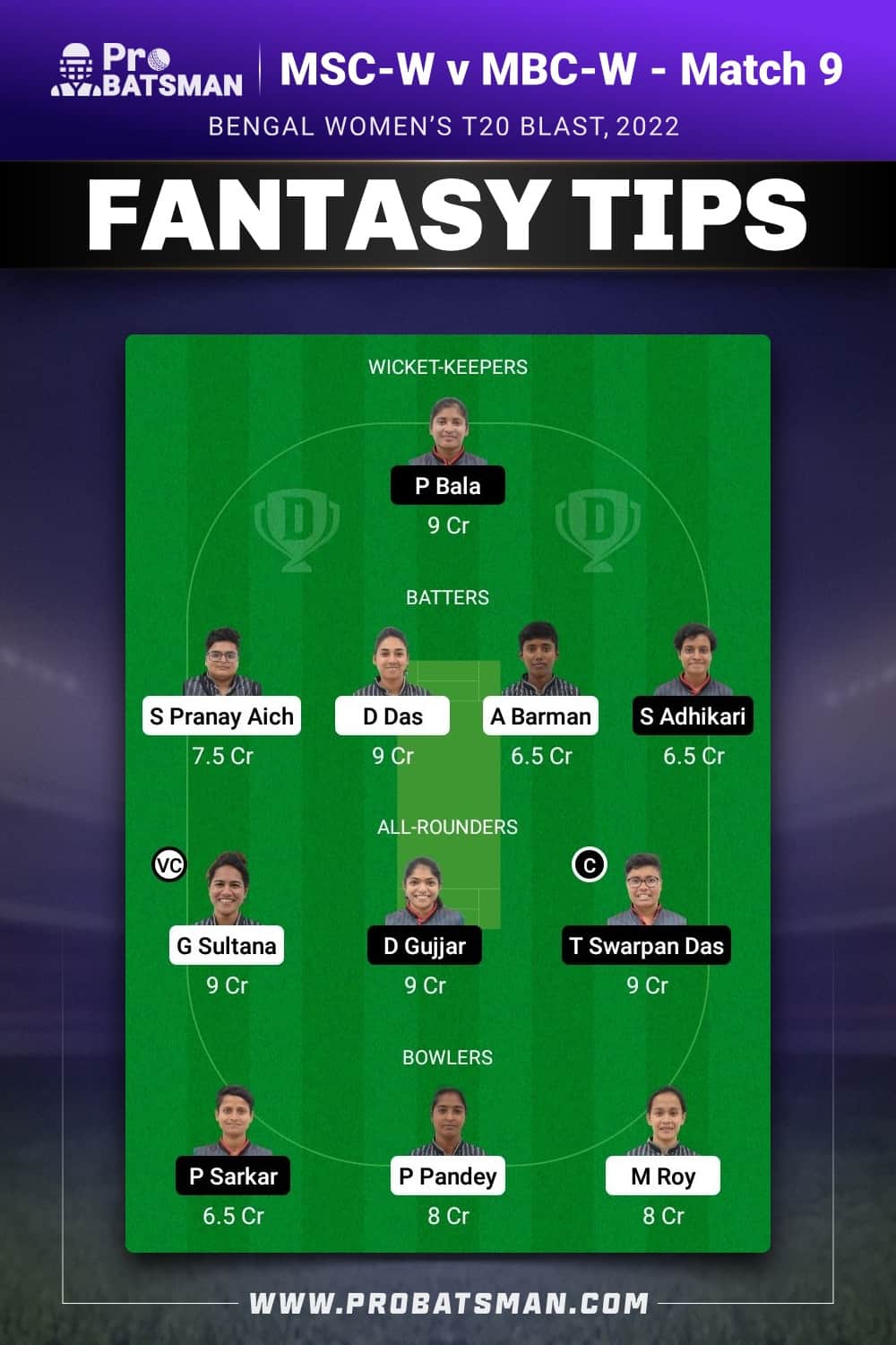 MSC-W vs MBC-W Dream11 Prediction - Fantasy Team 2